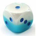 Time2Play D6 Single Gemini Lum Dice, Pearl Turquoise & White TI3295623